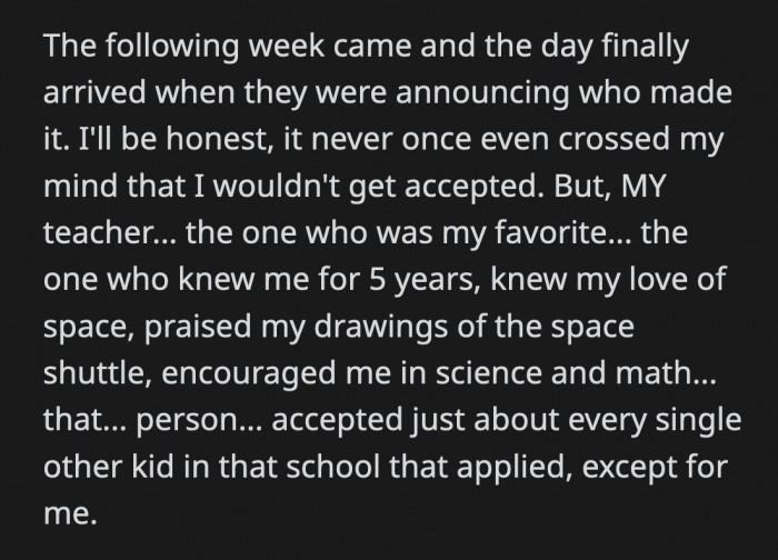 She singled him out? Why?