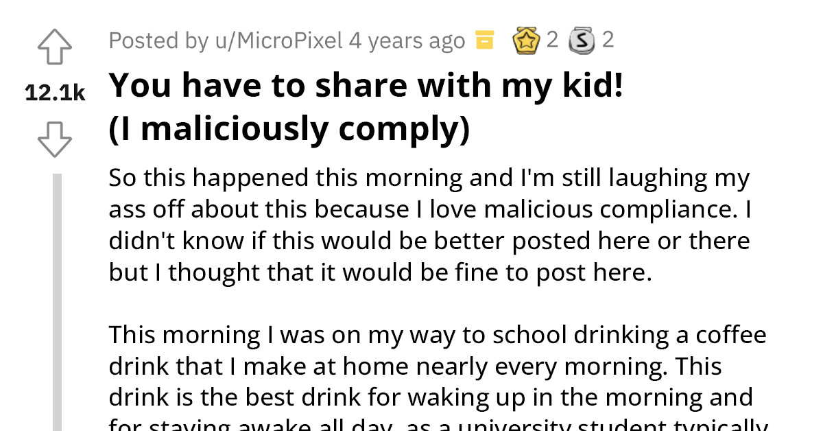 Entitled Mom Pressures Redditor to Share Their Drink with Her Child, Goes Ballistic After Finding Out It's Espresso
