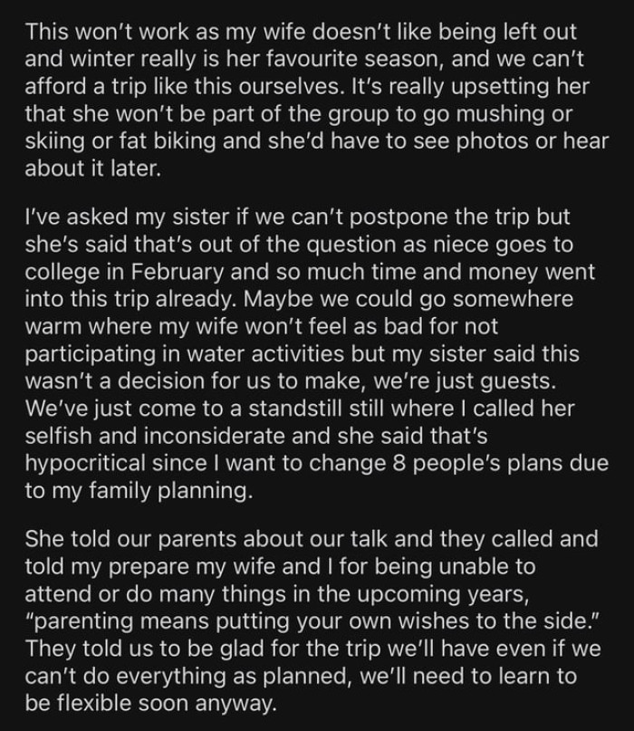 OP's parents called him. They said that he and his wife should prepare themselves for the realities of parenthood. Having a child means they aren't as free anymore. Becoming a parent means sacrificing things for the sake of your child.
