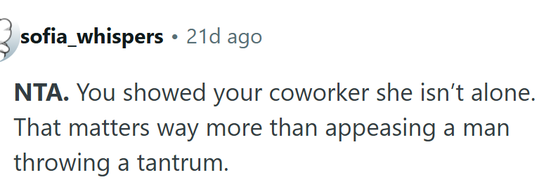 The OP showed coworker she is not alone.