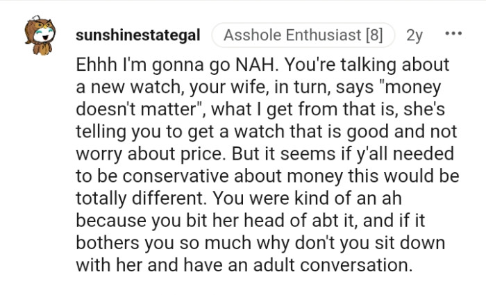 She's Telling the OP to Get a Good Watch