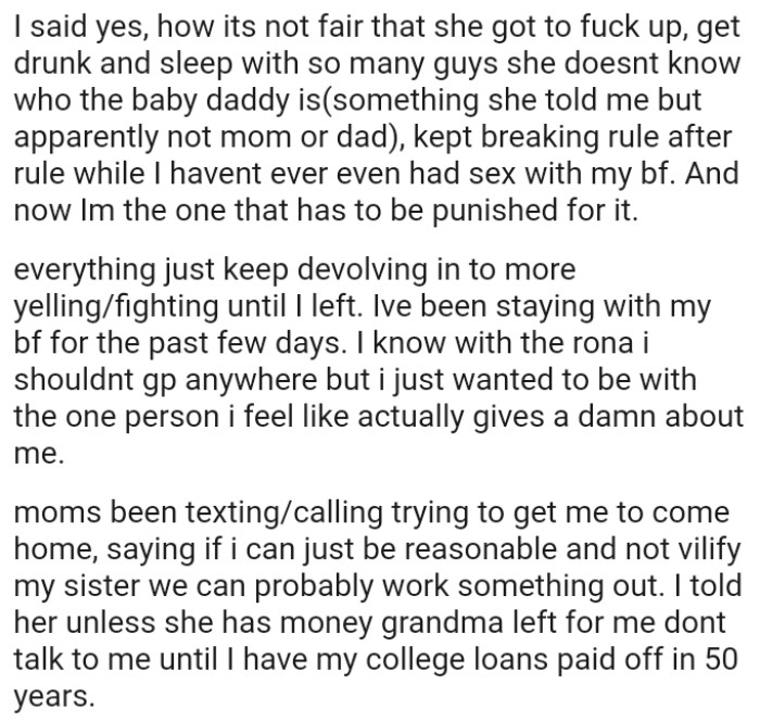 Everything just keeps devolving into more yelling/fighting until the OP decided to leave