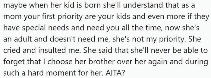 The situation escalates when Cristina accuses OP of continually choosing Dwight over her during challenging times.
