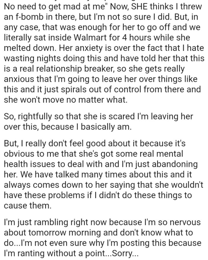 The OP doesn't feel good about it because it's obvious that she's got some real mental health issues to deal with
