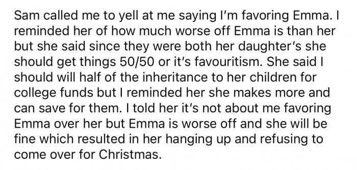 OP's reasoning didn't convince her younger daughter, who didn't take the news well. So she decided to consult with the Reddit community.