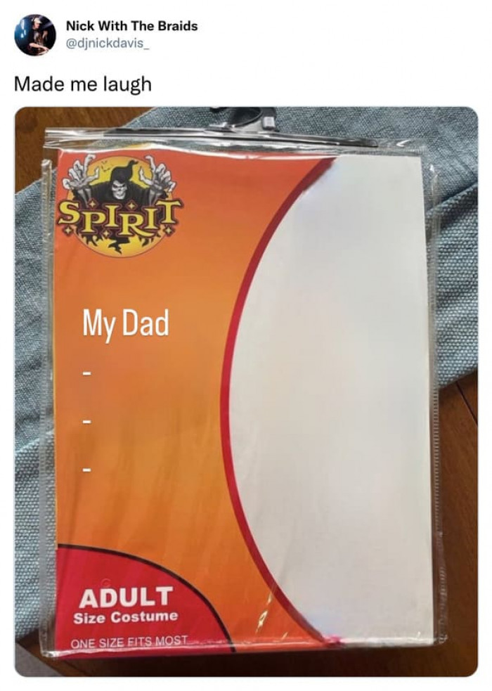 25. A Fake Spirit Halloween Costume of My Dad