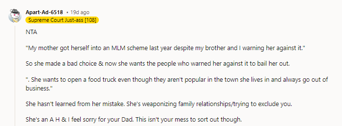 This. I would be encouraging my dad to consider taking some space too. She’s clearly very manipulative.