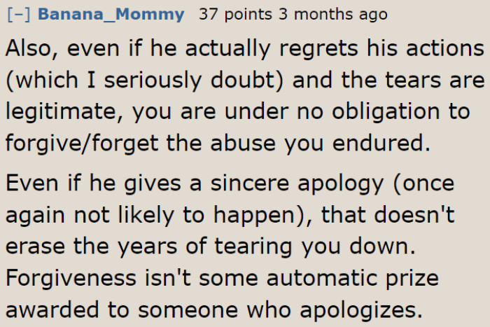 He never apologized. He only cried.