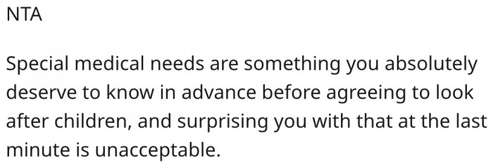 6. The woman should have informed her beforehand.