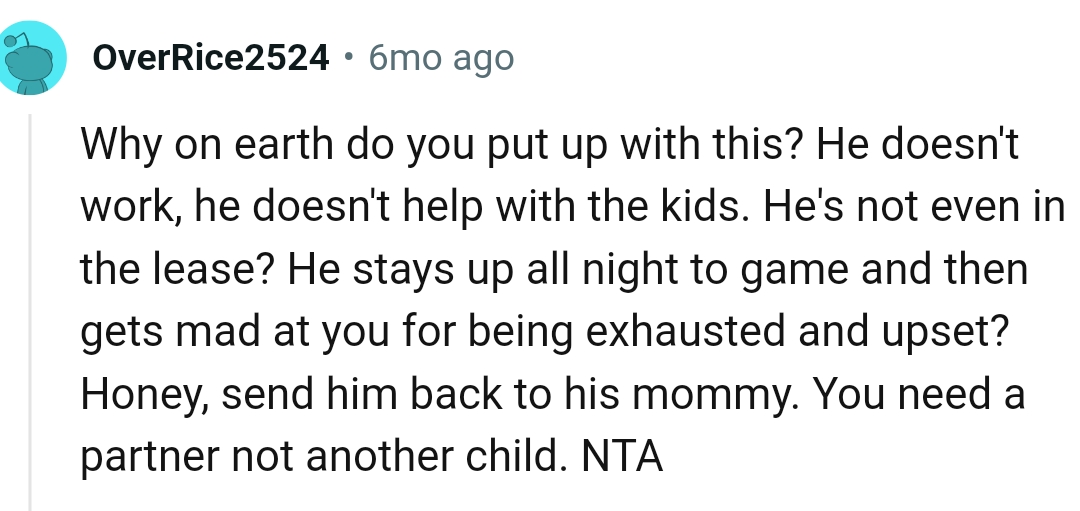 Sending him back to mommy