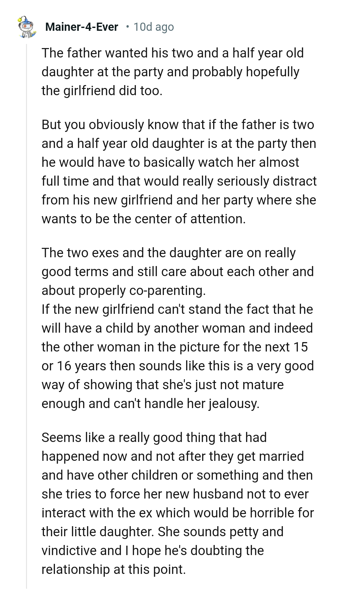 The two exes and the daughter are on good terms