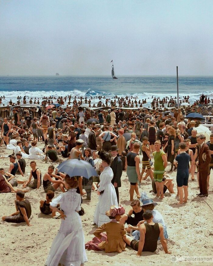 24. A Crowded Beach In Atlantic City Photographed In 1908