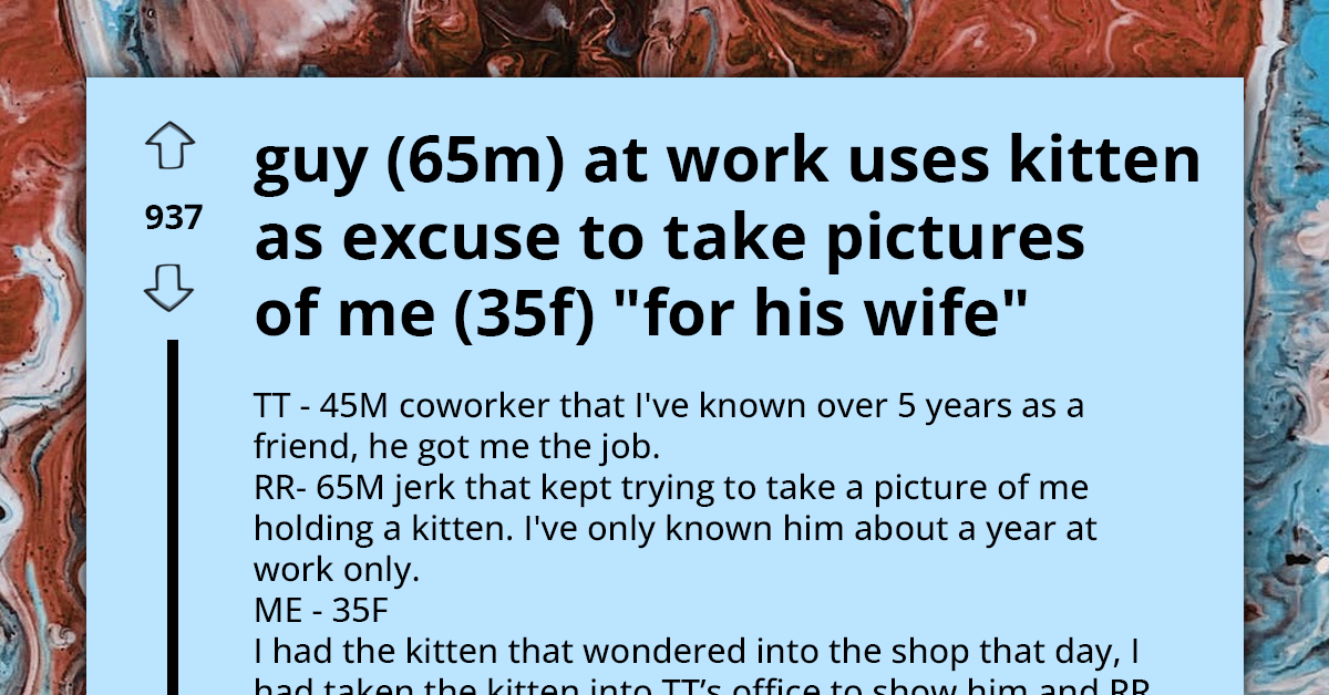 Lady Raises Alarm as Creepy Co-Worker Exploits Stray Office Kitten Excitement as Cover-Up to Take Invasive Photos of Her