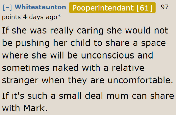 The mom can always offer her room, right?