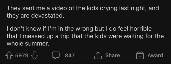 Denise even tried to guilt-trip OP into giving them the car.