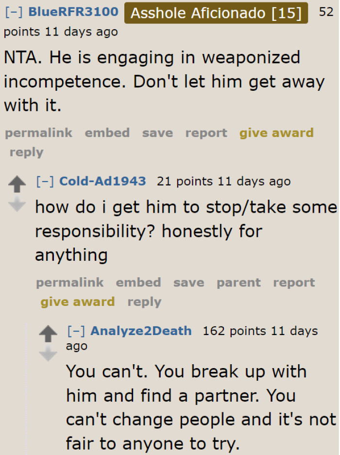 The solution, really, is to break up. But the OP still wants to stay.