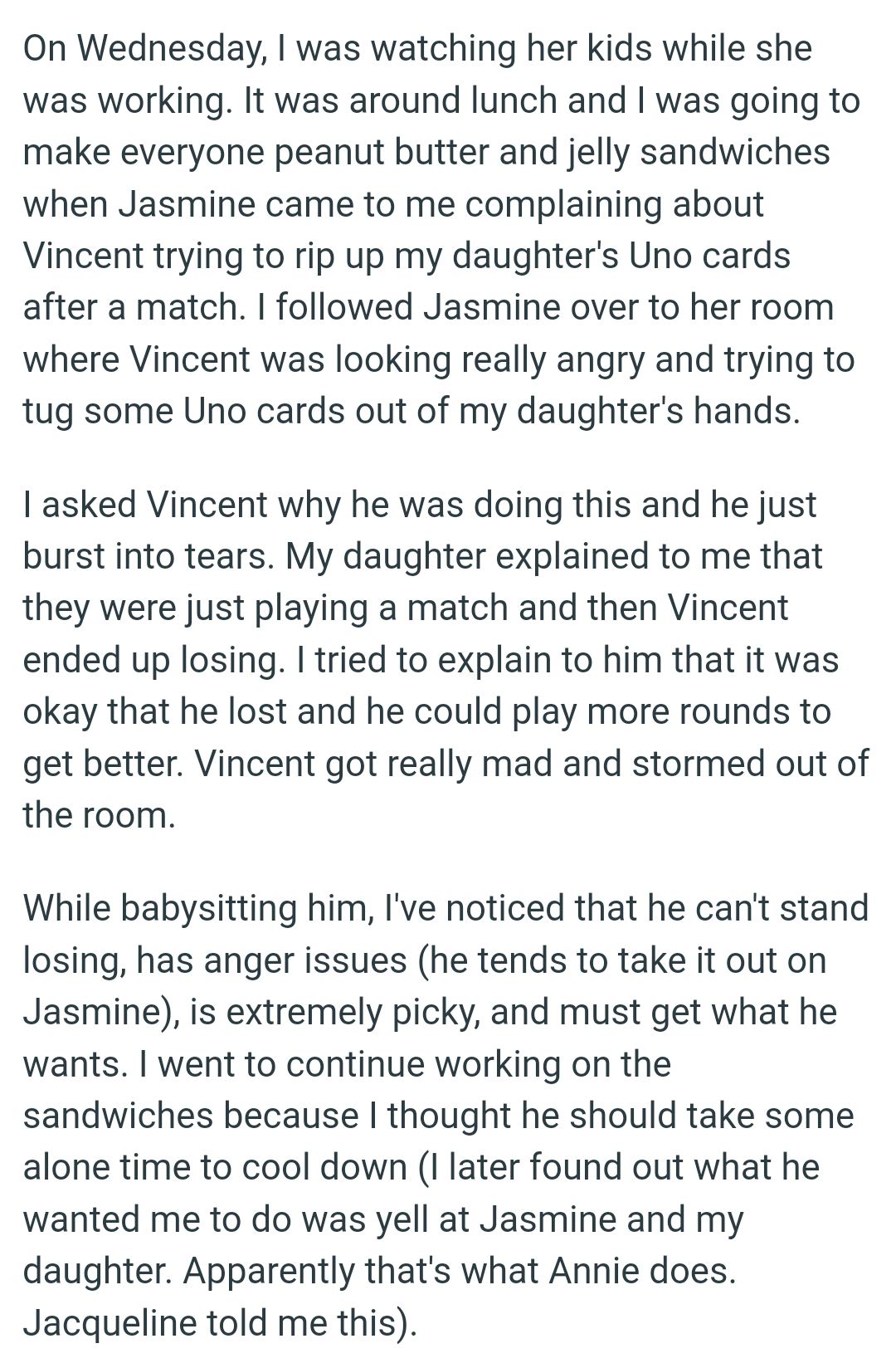 Vincent Was Looking Really Angry and Trying to Tug Some Uno Cards Out of Her Daughter's Hands