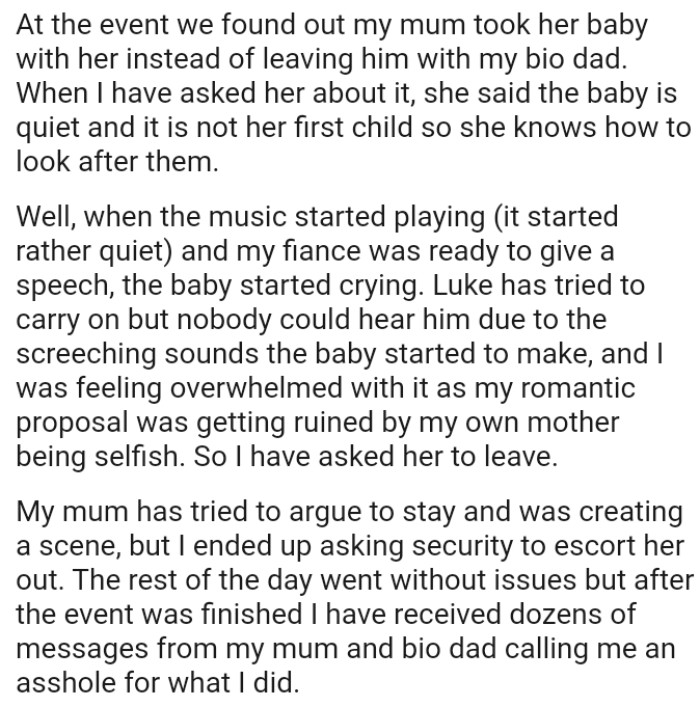 OP's Partner Tried to Carry On, but Nobody Could Hear Him Due to the Screeching Sounds the Baby Started to Make