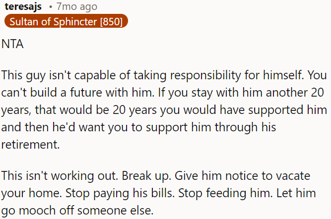 It's time for OP to break up, ask him to leave, and stop enabling his dependency.