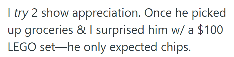 She Tried to Make Him Feel Valued; She Even Once Turned a Simple Grocery Pickup into a $100 LEGO Surprise.