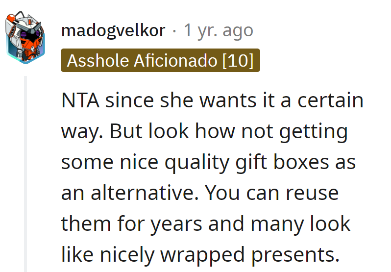 Embracing gift boxes like a pro—making a style statement. Who needs wrapping when style's in a box?