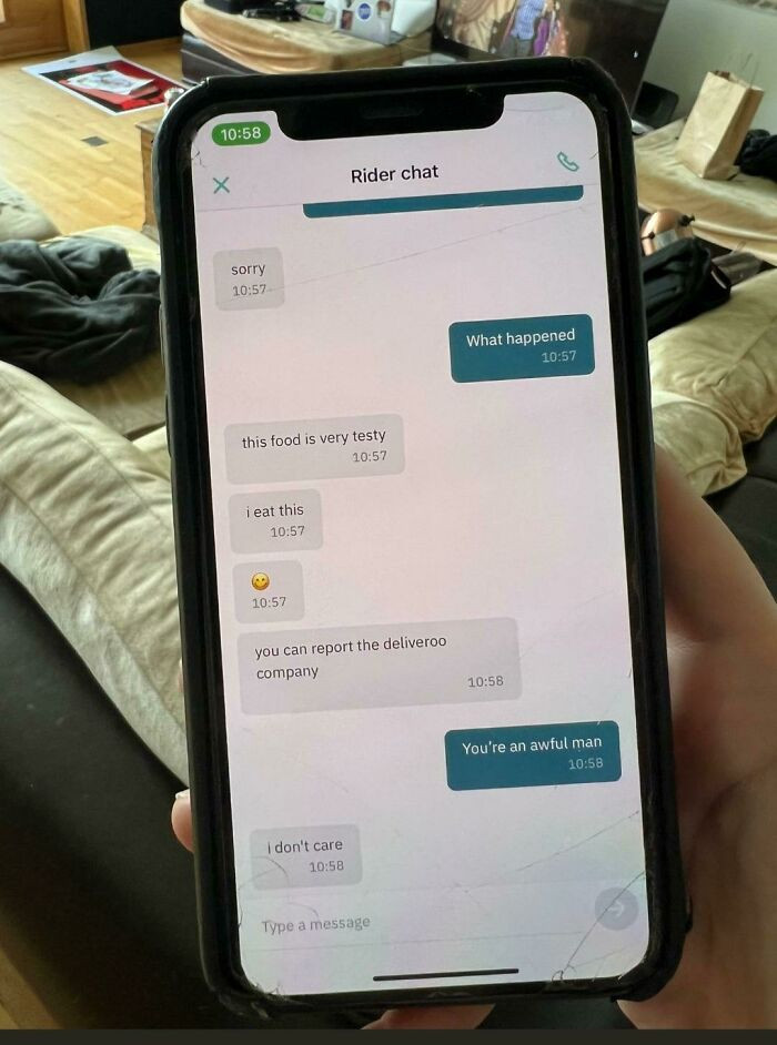 "Delivery Guy Ate The Food And Replied, 'I Don't Care'"