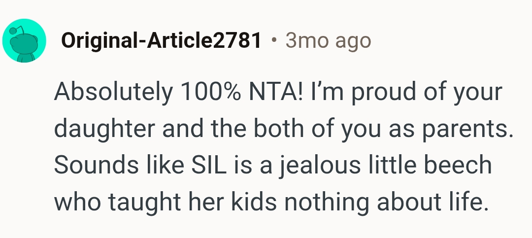 This Redditor is proud of OP's daughter