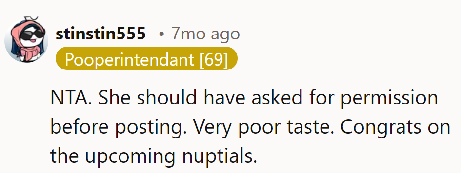 Posting without permission? Mom's got some wedding manners to learn!