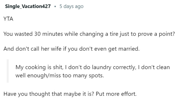 Maybe OP should put more effort