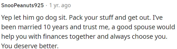 OP should gather her belongings and leave.