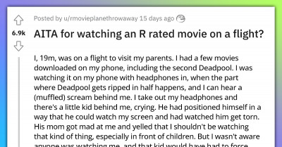Young Man Watched An R-Rated Movie During Flight On His Phone But Wasn’t Aware A 6 Y.O. Was Watching It Behind His Back
