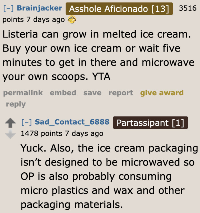 Some think that microwaving ice cream can cause health problems.