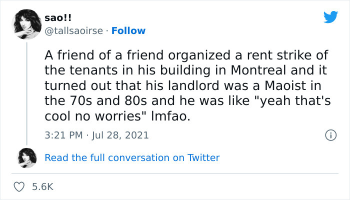 20. The chillest landlord alive.