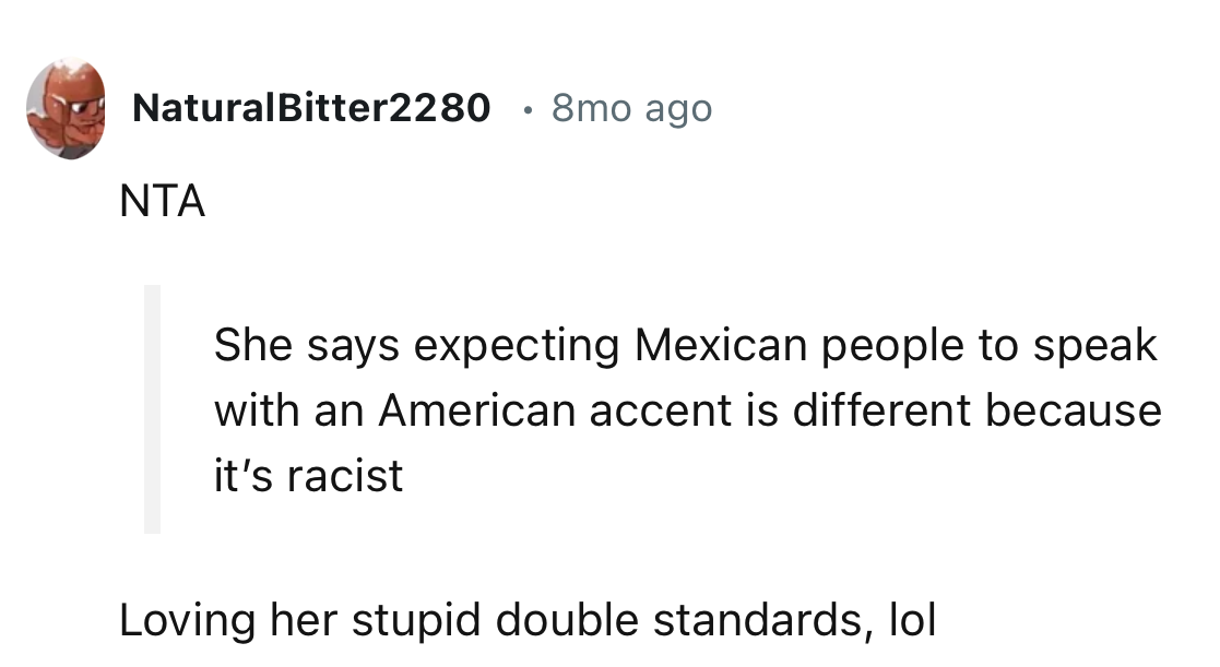 “Loving her stupid double standards, lol.”