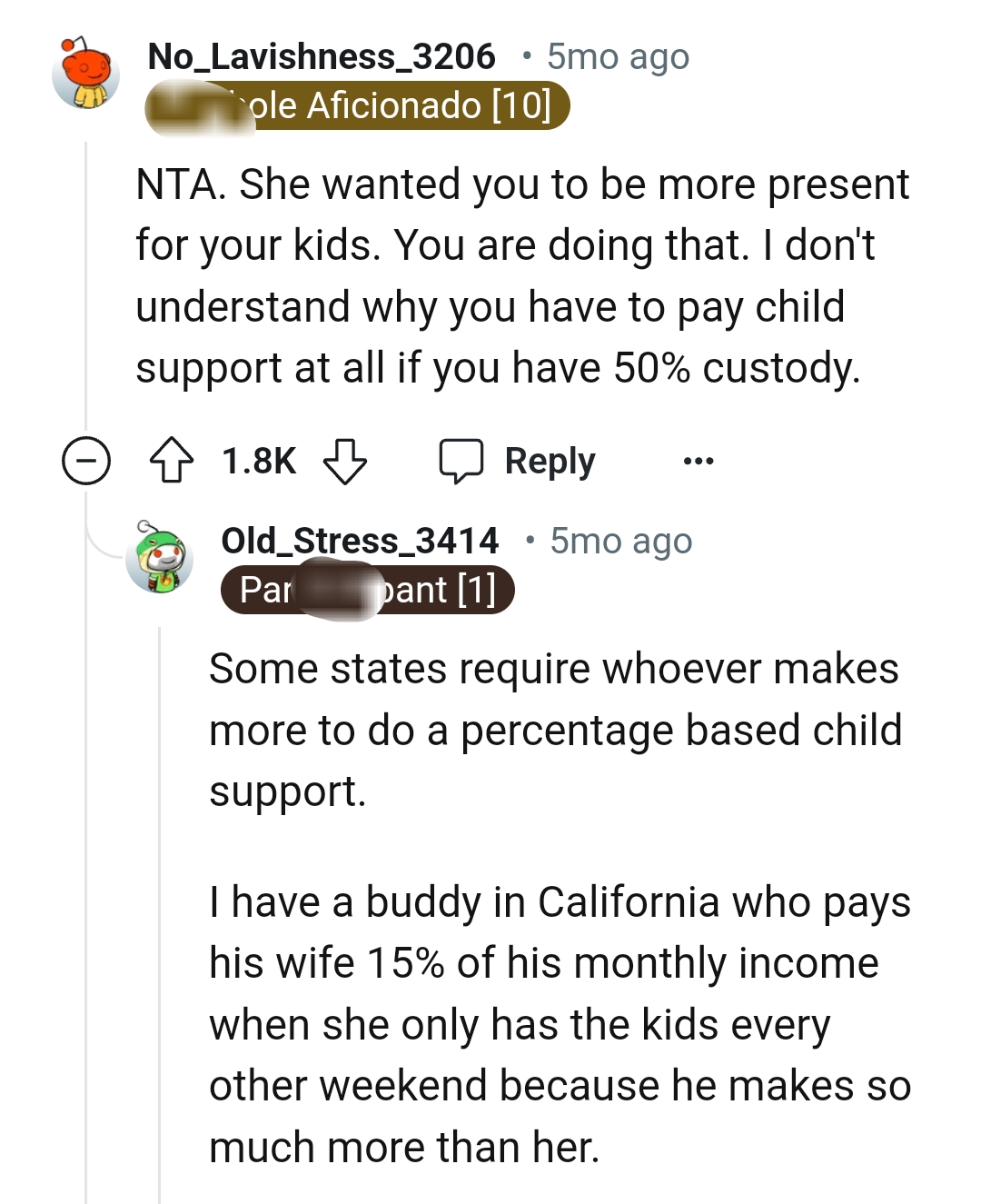 This Redditor doesn't understand why the OP has to pay child support