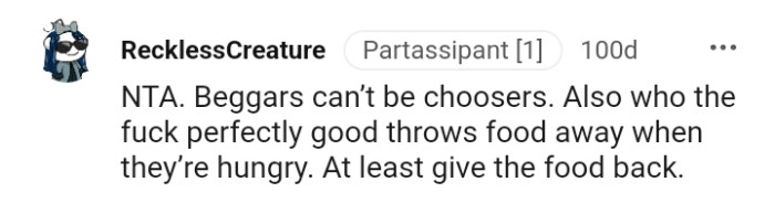 She could have given the food back