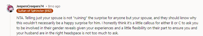 Tell Couple C that they should know by now that there are no secrets between you and your husband, and if they didn't want you to tell him, they should have been explicit. Because you wouldn't have agreed to host their gender reveal.