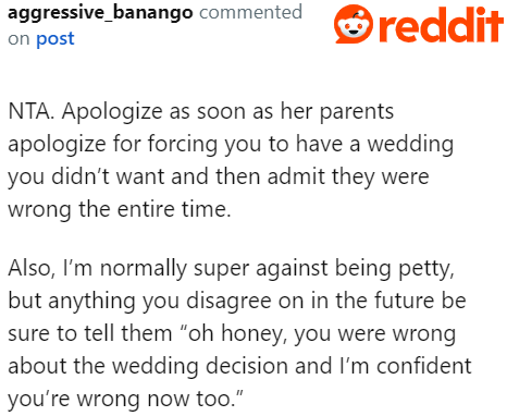 The in-laws should be the ones apologizing first.