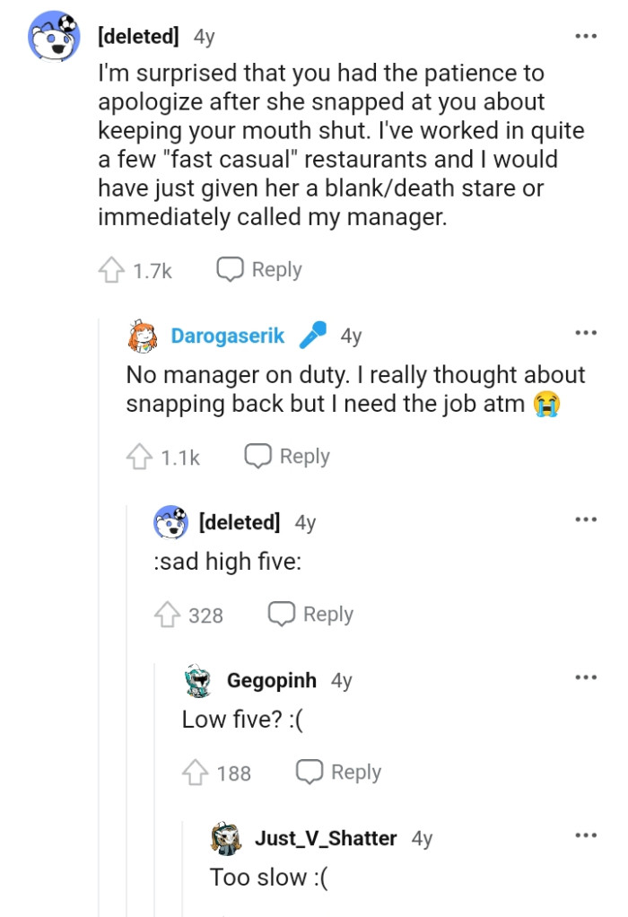 She Snapped at the OP