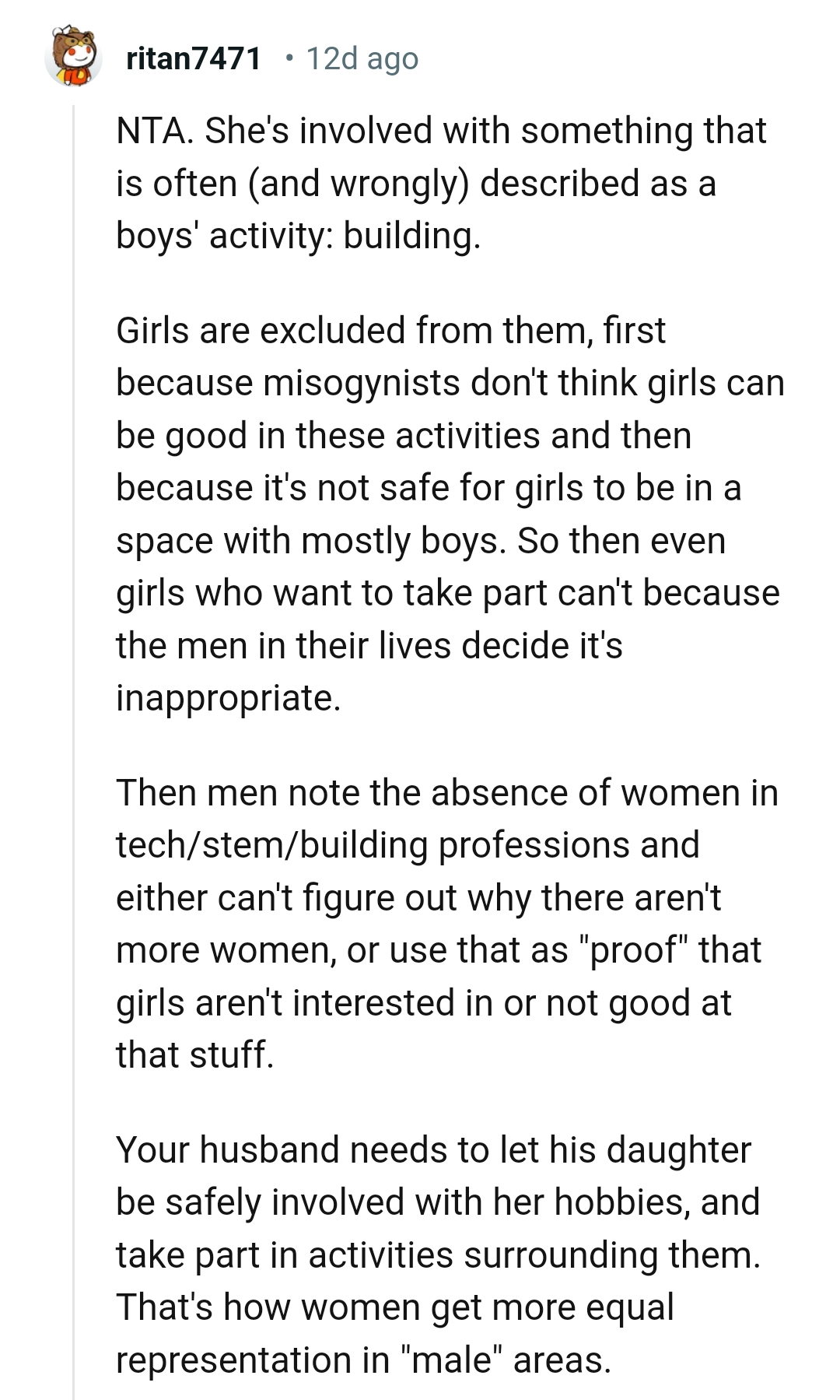 Men in their lives deciding that it is inappropriate