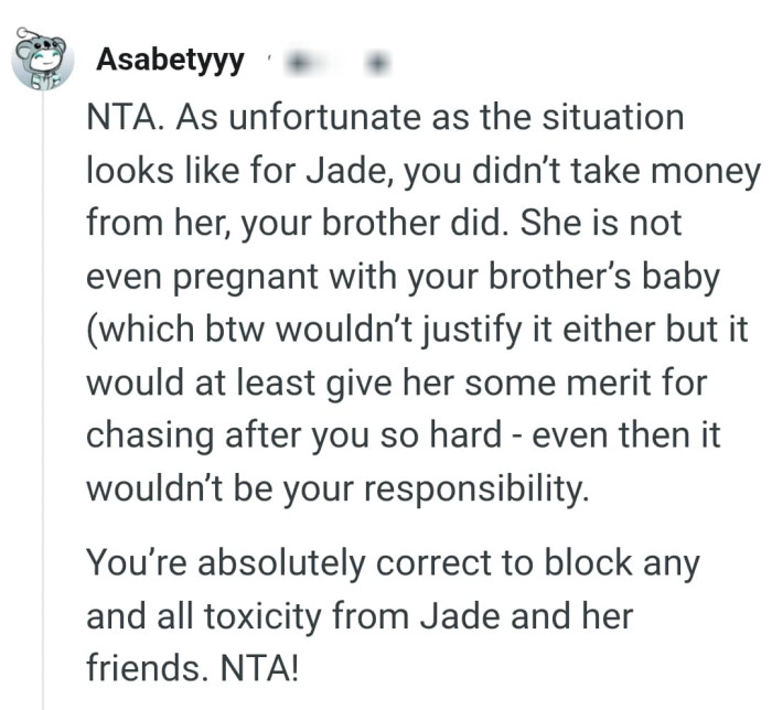 She's not pregnant with the brother's baby