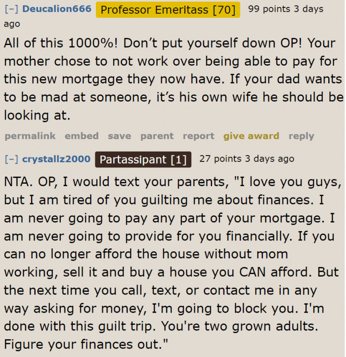 Redditors Are Encouraging the OP to Refuse Every Time Her Parents Ask for Money