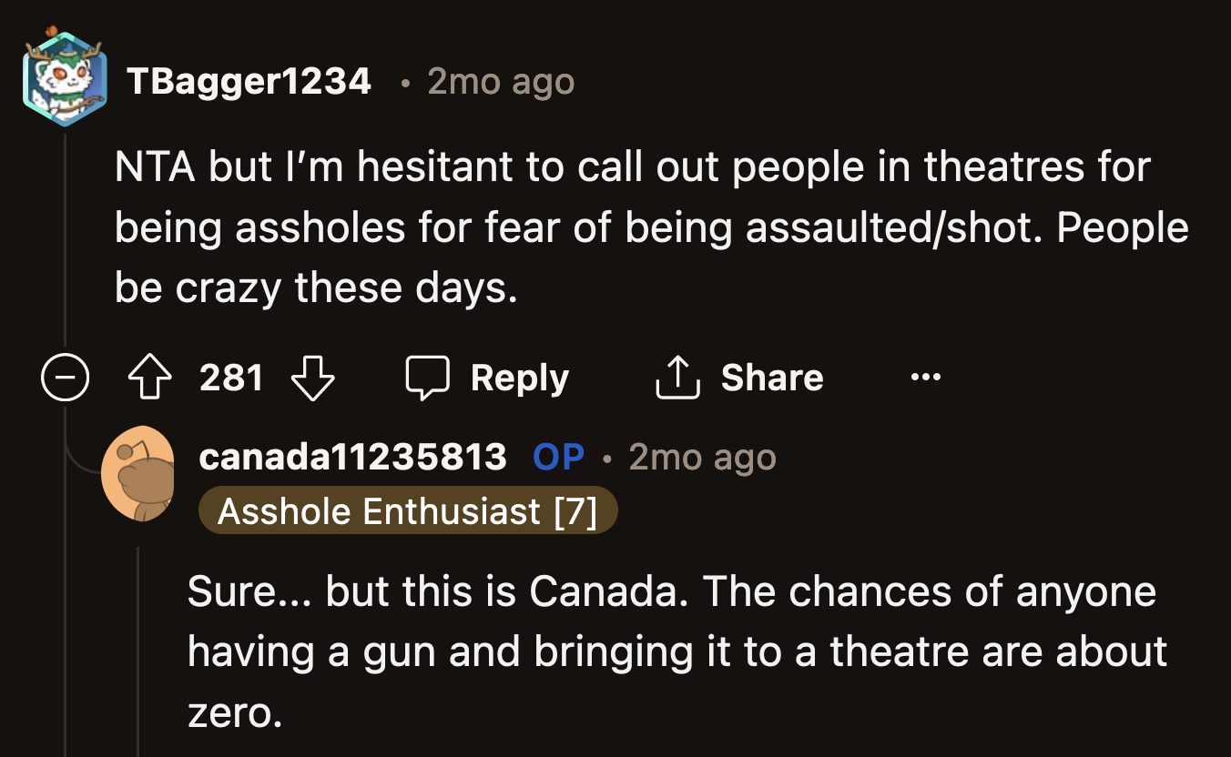 Others warned OP to be more careful next time. The person they pelted with popcorn could be aggressive.