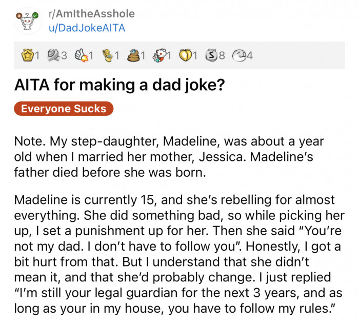 Here's the original post by Reddit user u/DadJokeAITA: