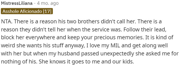 There must be some underlying cause behind his brothers' decision to exclude their mother from the situation.
