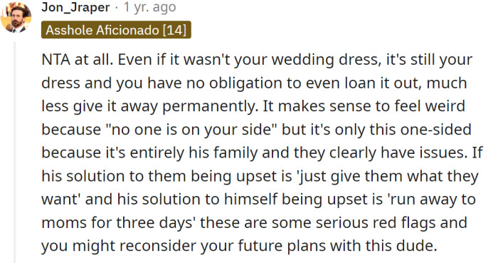 It's her dress, so the choice is hers