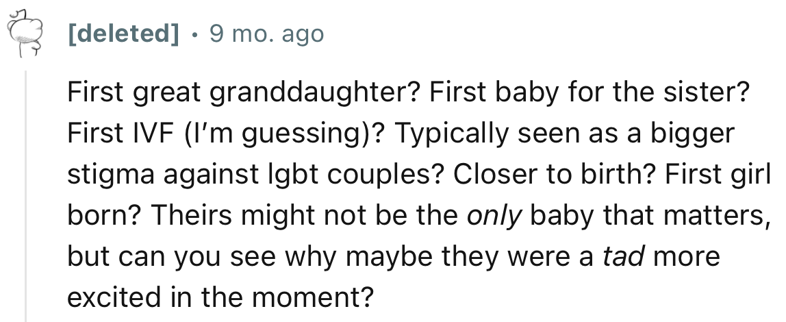 Some interesting reasons why the family could and should be more excited about OP’s sister’s child