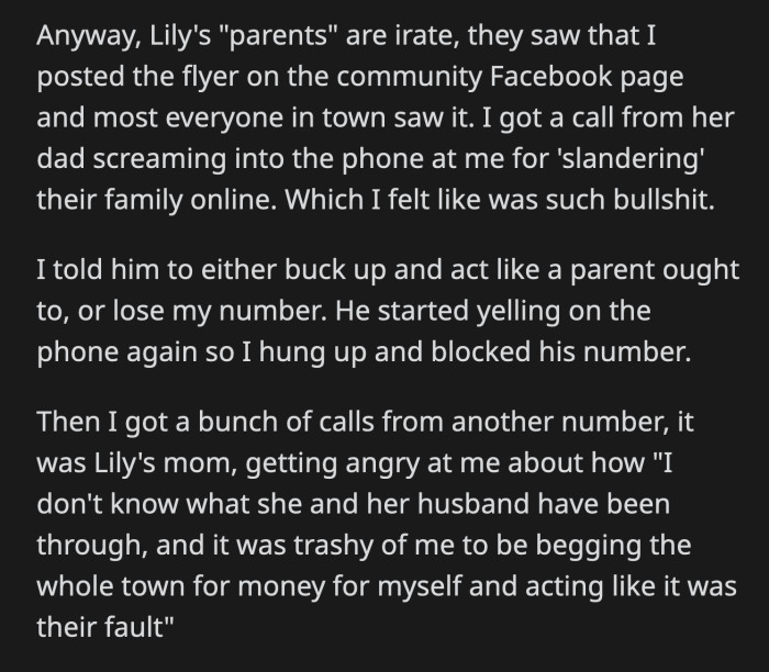 OP dismissed everything the parents said