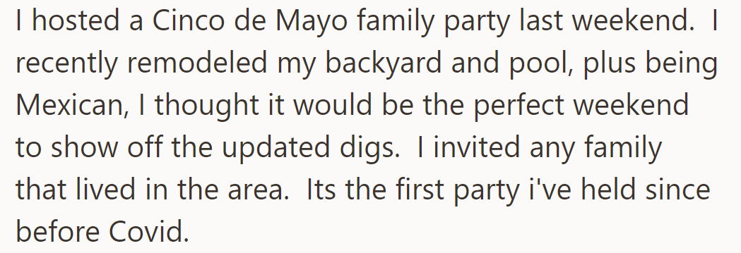 OP hosted a Cinco de Mayo party to show off their remodeled backyard and pool, their first gathering since before Covid.