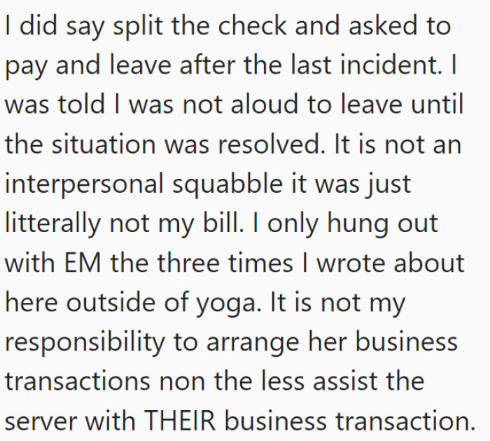 Then she goes on to clarify more of the previous events.